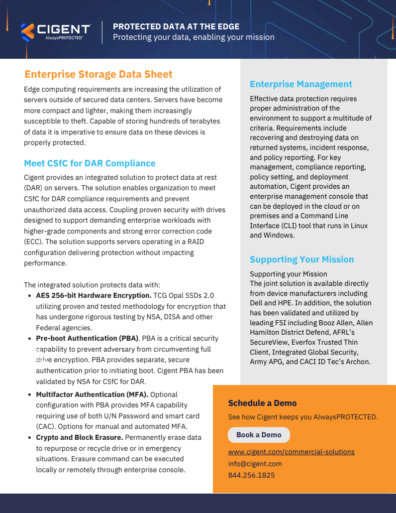 Cigent_cover enterprise storage data sheet